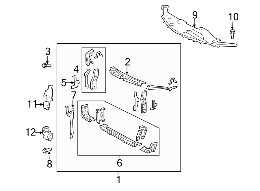 Diagram RADIATOR SUPPORT. for your 2012 Toyota Camry  XLE SEDAN 