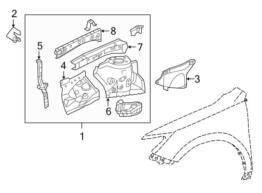 Diagram FENDER. STRUCTURAL COMPONENTS & RAILS. for your 2017 Toyota 86   