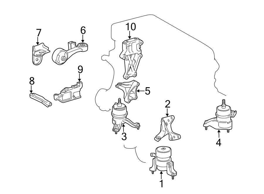 Diagram ENGINE / TRANSAXLE. ENGINE & TRANS MOUNTING. for your 1996 Toyota