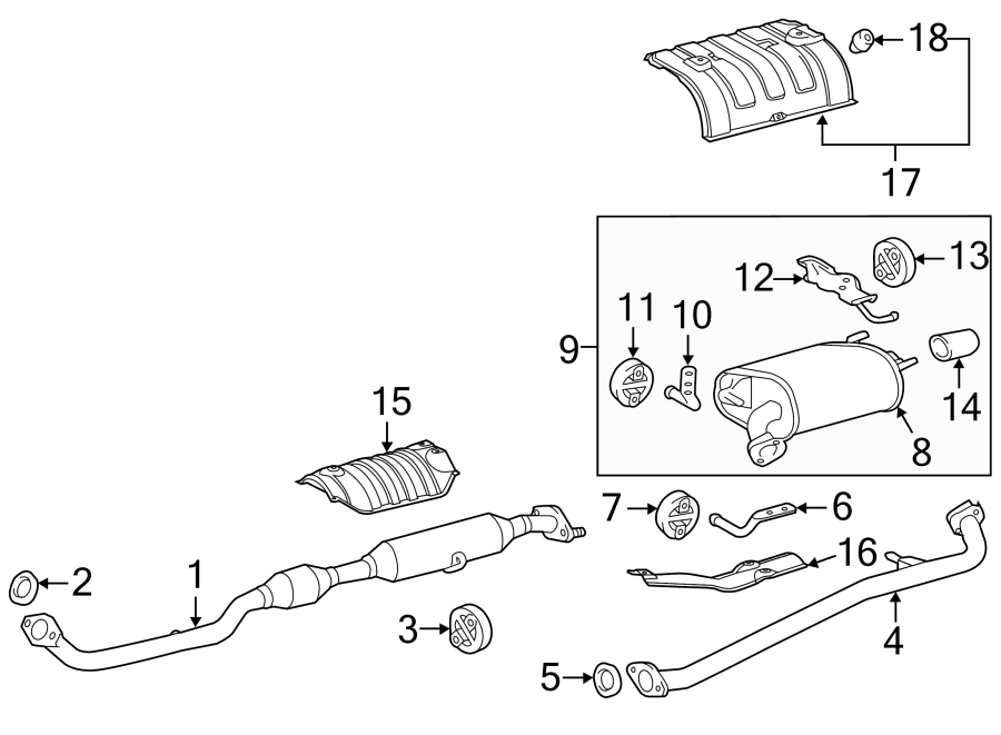 Diagram EXHAUST SYSTEM. EXHAUST COMPONENTS. for your 2010 Toyota Camry 3.5L V6 M/T LE SEDAN 