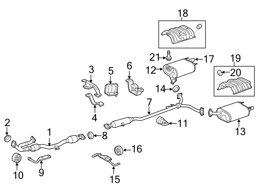 Diagram EXHAUST SYSTEM. EXHAUST COMPONENTS. for your 2021 Toyota Camry 2.5L A/T FWD XLE SEDAN 