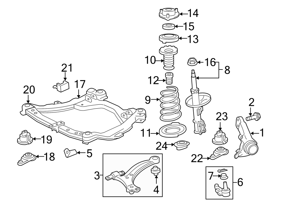 Diagram FRONT SUSPENSION. SUSPENSION COMPONENTS. for your 2018 Toyota Sienna  LE Mini Passenger Van 