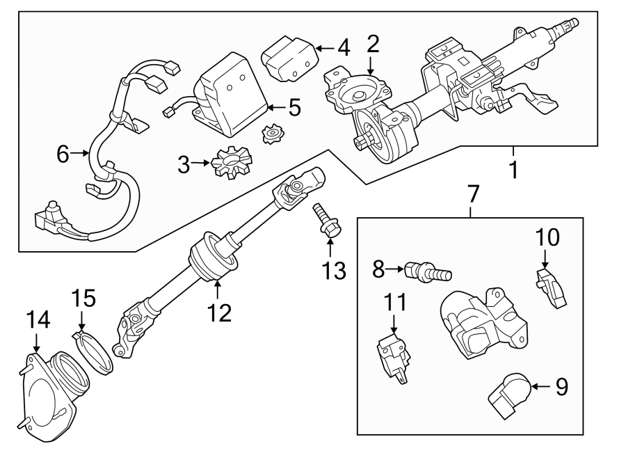 Diagram STEERING COLUMN ASSEMBLY. for your 2011 Toyota RAV4 3.5L V6 A/T FWD Limited Sport Utility 