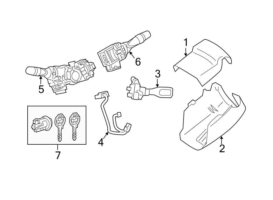 Diagram STEERING COLUMN. SHROUD. SWITCHES & LEVERS. for your 2012 Toyota Sequoia   