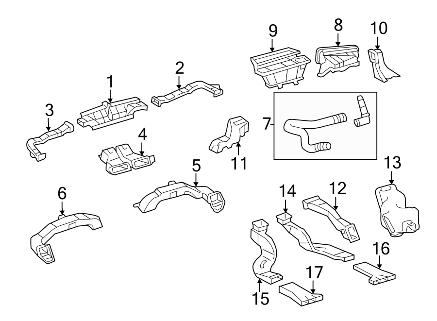 Diagram INSTRUMENT PANEL. DUCTS. for your 2005 Toyota Highlander   