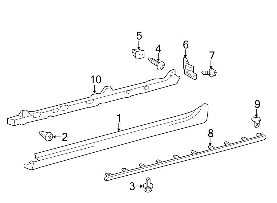 Diagram PILLARS. ROCKER & FLOOR. EXTERIOR TRIM. for your 2014 Toyota Camry  SE SEDAN 