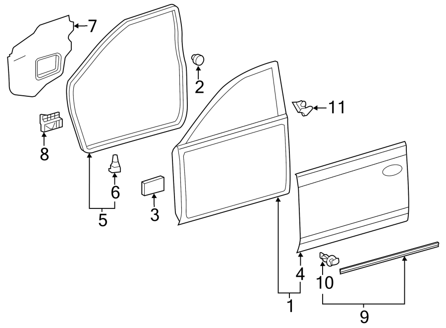 Diagram FRONT DOOR. DOOR & COMPONENTS. for your 2017 Toyota Tacoma   