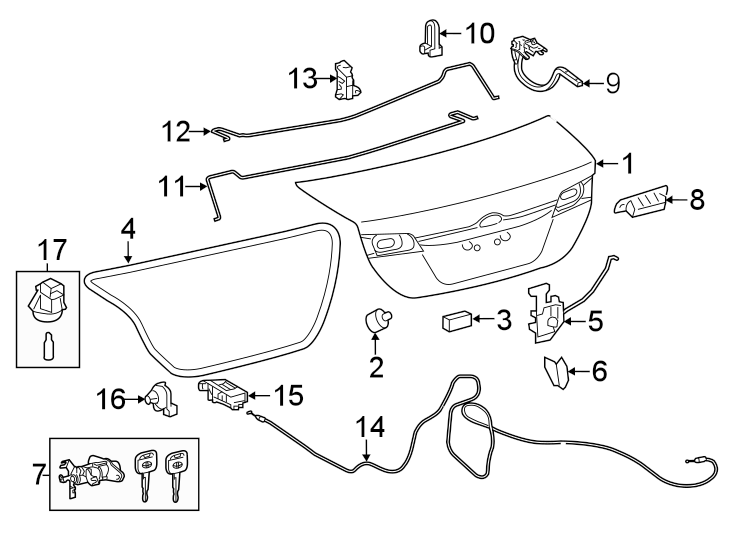 Diagram TRUNK LID. LID & COMPONENTS. for your 1990 Toyota Corolla   