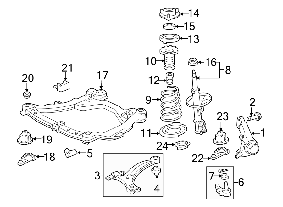 Diagram FRONT SUSPENSION. SUSPENSION COMPONENTS. for your 2024 Toyota Tundra   