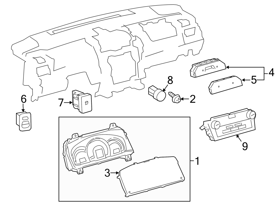 Diagram INSTRUMENT PANEL. CLUSTER & SWITCHES. for your 2009 Toyota Highlander  Base Sport Utility 