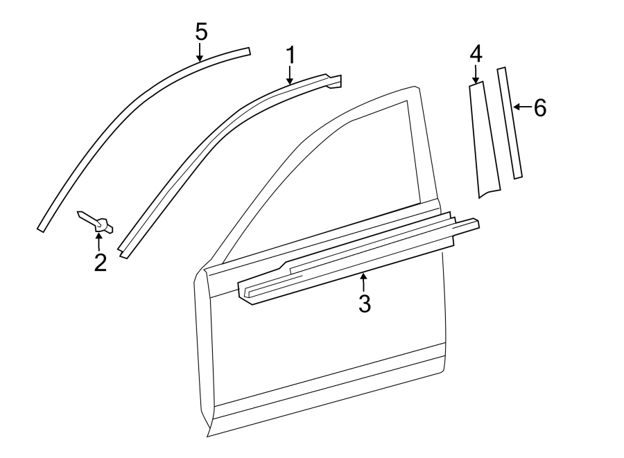 Diagram FRONT DOOR. EXTERIOR TRIM. for your 2023 Toyota Prius AWD-e   