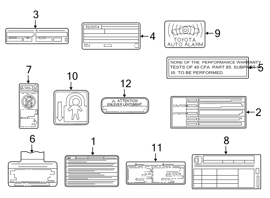 Diagram INFORMATION LABELS. for your 2015 Toyota Land Cruiser 5.7L i-Force V8 A/T 4WD Base Sport Utility 