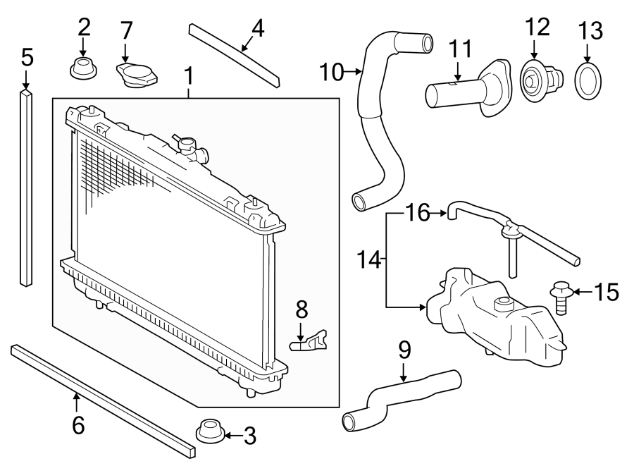 Diagram RADIATOR & COMPONENTS. for your Toyota