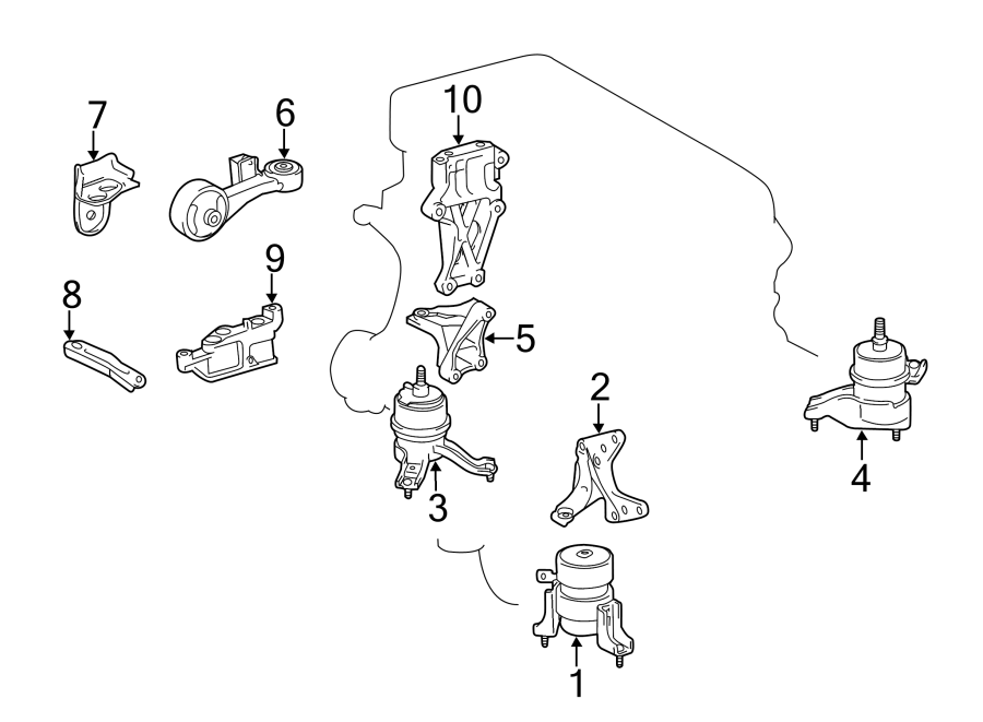 Diagram ENGINE / TRANSAXLE. ENGINE & TRANS MOUNTING. for your 2015 Toyota Highlander   