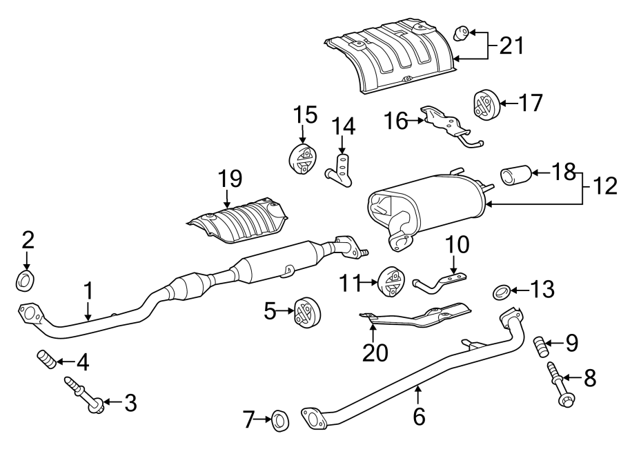 Diagram EXHAUST SYSTEM. EXHAUST COMPONENTS. for your 2010 Toyota Camry 3.5L V6 M/T LE SEDAN 