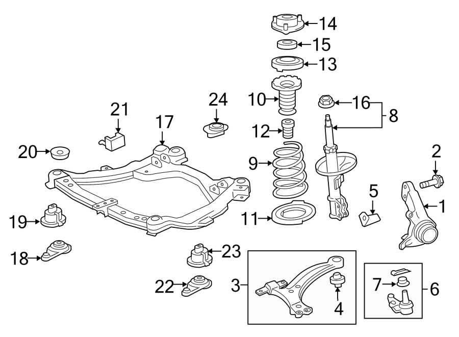 Diagram FRONT SUSPENSION. SUSPENSION COMPONENTS. for your 2018 Toyota Sienna  LE Mini Passenger Van 