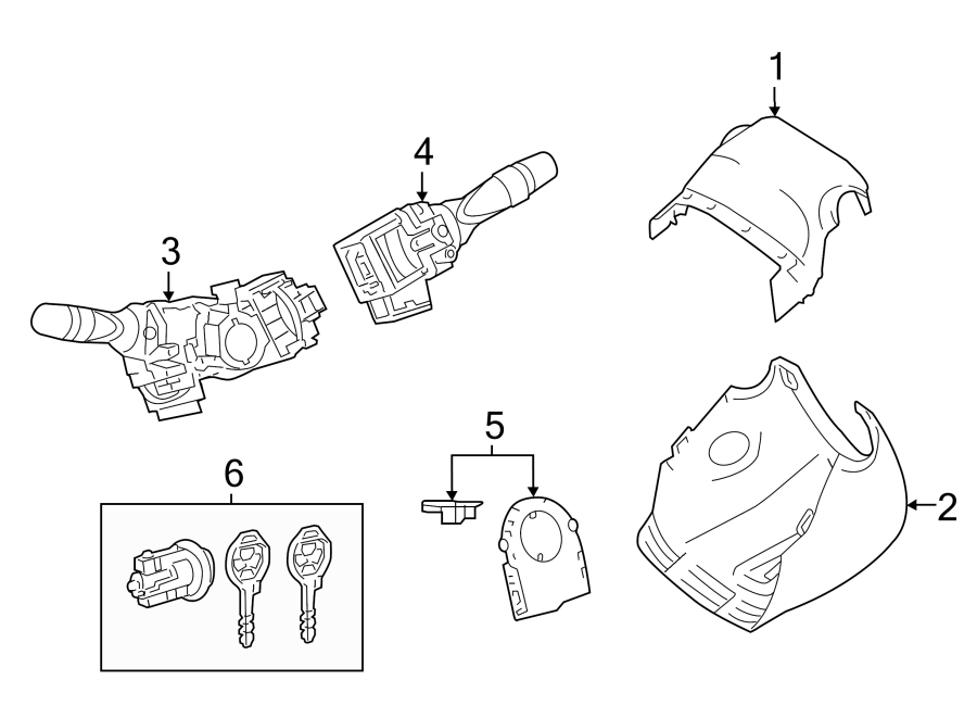 Diagram STEERING COLUMN. SHROUD. SWITCHES & LEVERS. for your Toyota