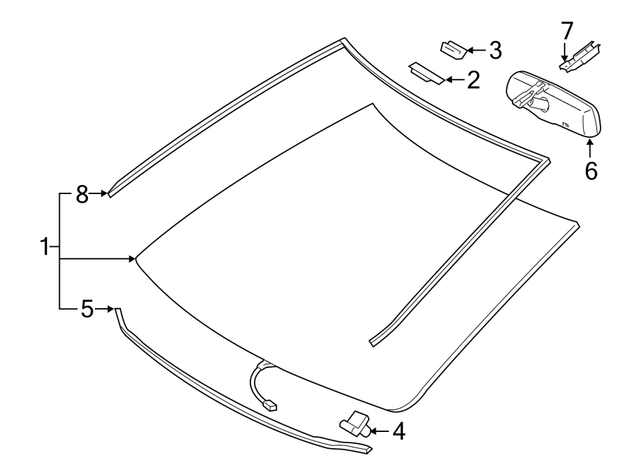 Diagram WINDSHIELD. GLASS. REVEAL MOLDINGS. for your 2016 Toyota Camry   