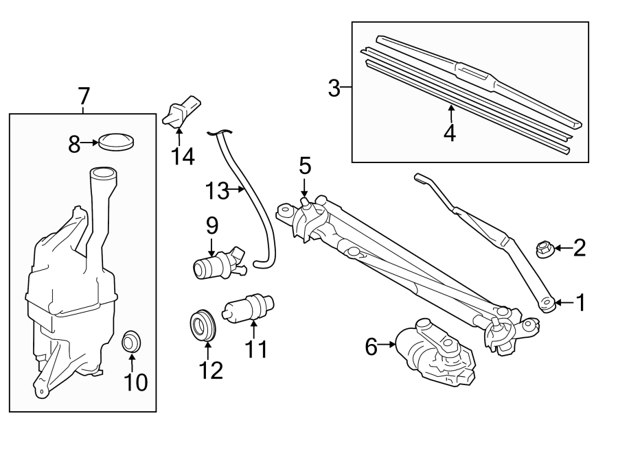 Diagram WINDSHIELD. WIPER & WASHER COMPONENTS. for your 2014 Toyota Prius Plug-In   