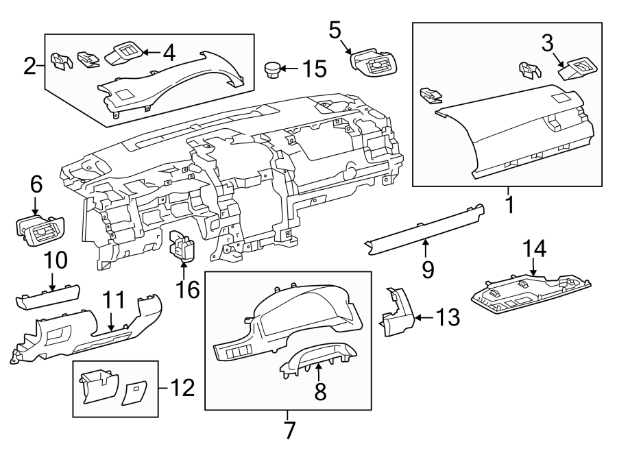 Diagram INSTRUMENT PANEL COMPONENTS. for your 2014 Toyota Tundra  Limited Extended Cab Pickup Fleetside 