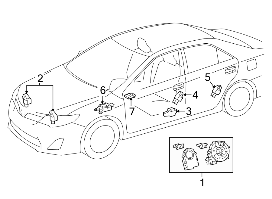 Diagram RESTRAINT SYSTEMS. AIR BAG COMPONENTS. for your Toyota Camry  