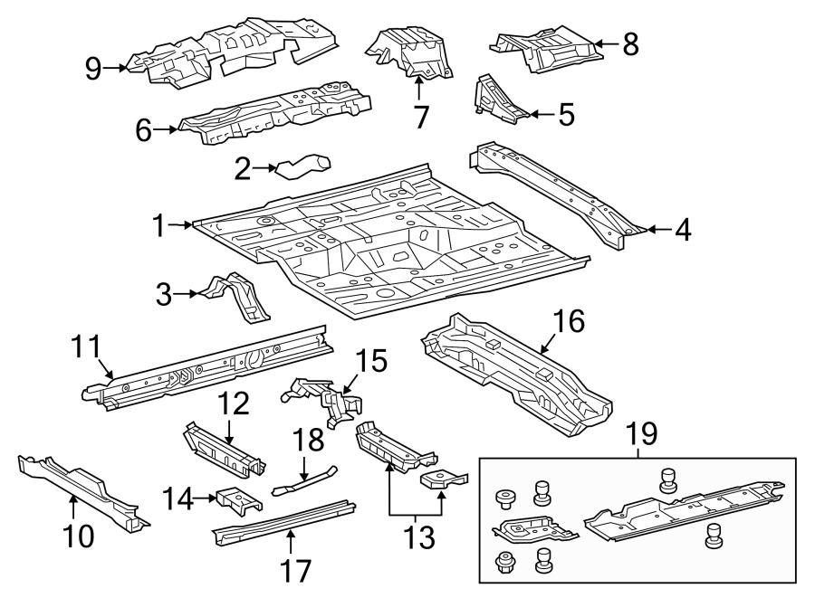 Diagram PILLARS. ROCKER & FLOOR. FLOOR & RAILS. for your Toyota