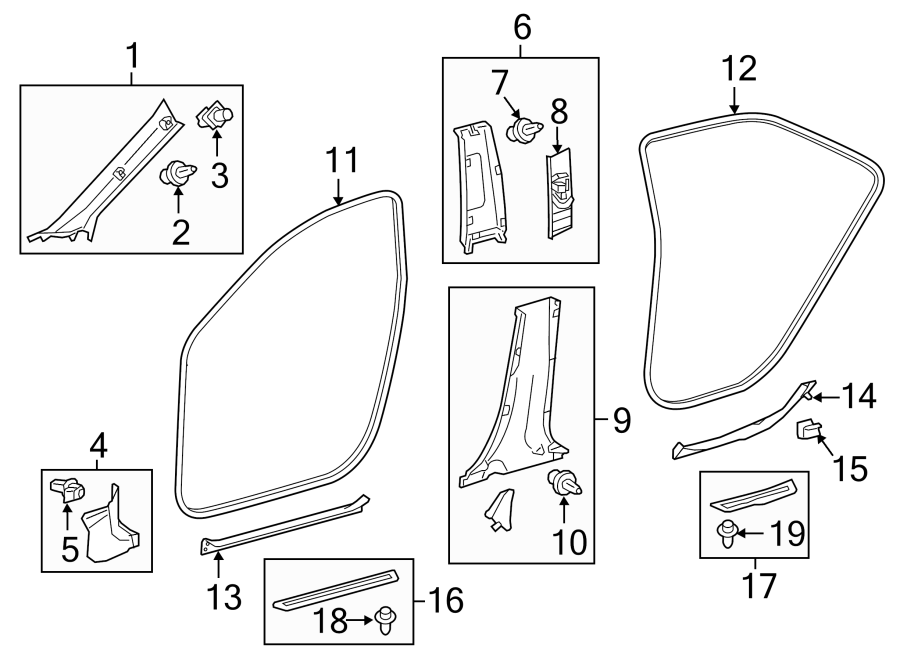 Diagram PILLARS. ROCKER & FLOOR. INTERIOR TRIM. for your 2012 Toyota Tacoma  Base Standard Cab Pickup Fleetside 