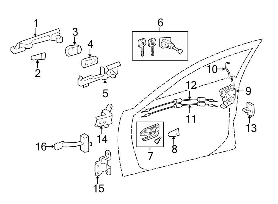 Diagram FRONT DOOR. LOCK & HARDWARE. for your Toyota