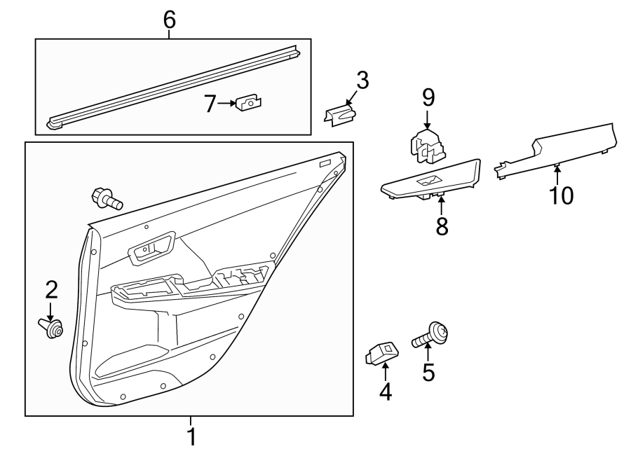 Diagram REAR DOOR. INTERIOR TRIM. for your 2023 Toyota Tundra  Platinum Crew Cab Pickup Fleetside 