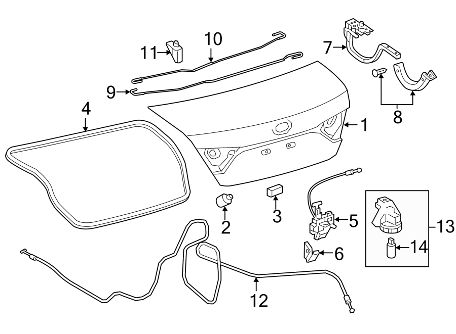 Diagram TRUNK LID. LID & COMPONENTS. for your Toyota Camry  