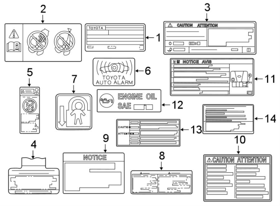 Diagram INFORMATION LABELS. for your 2010 Toyota Camry  LE SEDAN 