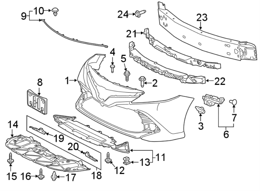 Diagram FRONT BUMPER & GRILLE. BUMPER & COMPONENTS. for your Toyota Prius Prime  