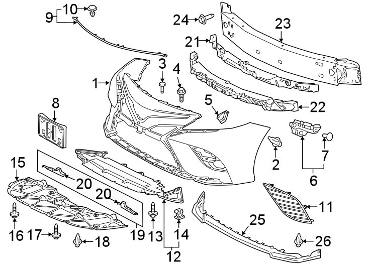 Diagram FRONT BUMPER & GRILLE. BUMPER & COMPONENTS. for your 2015 Toyota Avalon  XLE PREMIUM SEDAN 