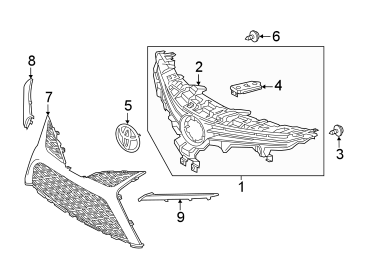 Diagram FRONT BUMPER & GRILLE. GRILLE & COMPONENTS. for your 2013 Toyota Prius Plug-In   