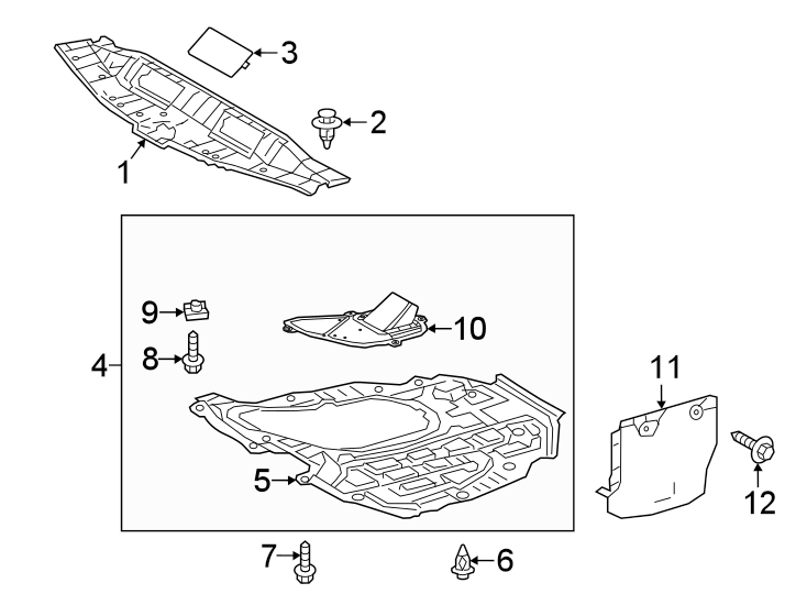 Diagram Radiator support. Splash shields. for your Toyota Prius Prime  