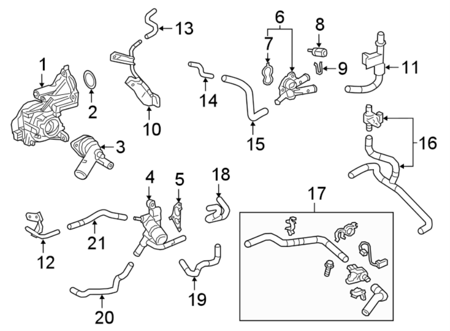 Diagram RADIATOR & COMPONENTS. for your 2020 Toyota Prius   