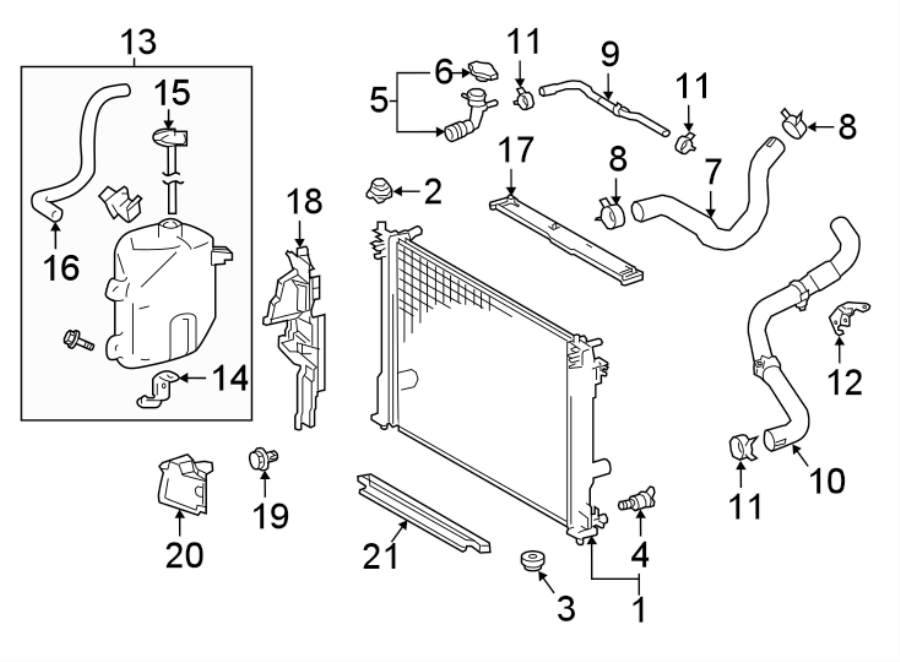 Diagram RADIATOR & COMPONENTS. for your 2008 Toyota Highlander   