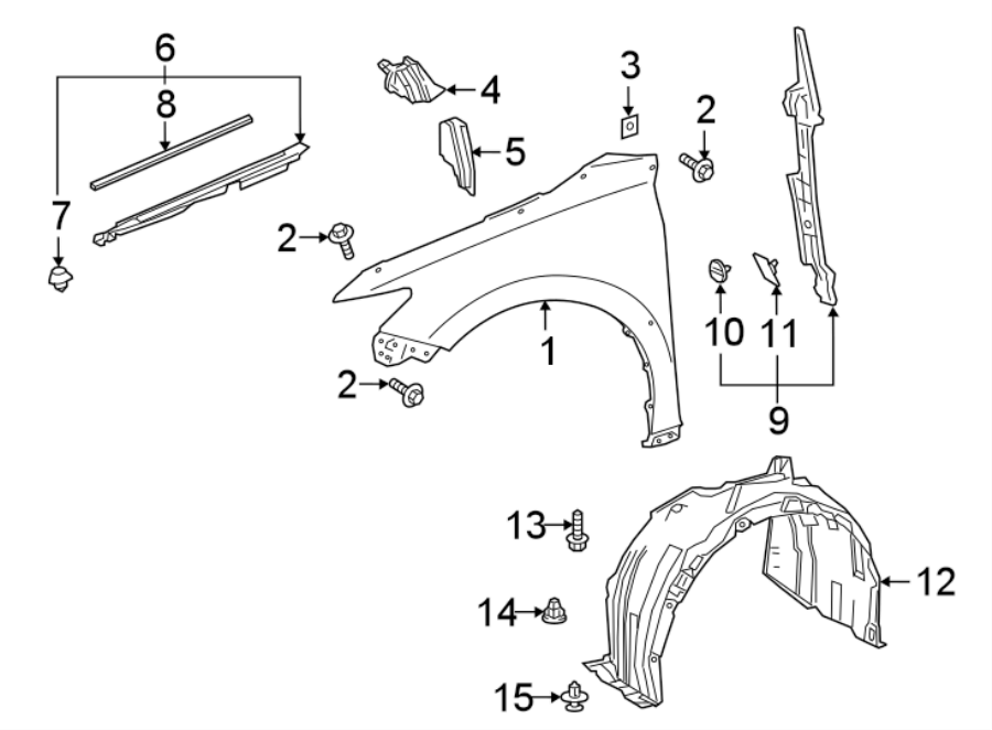 Diagram FENDER & COMPONENTS. for your Toyota Camry  