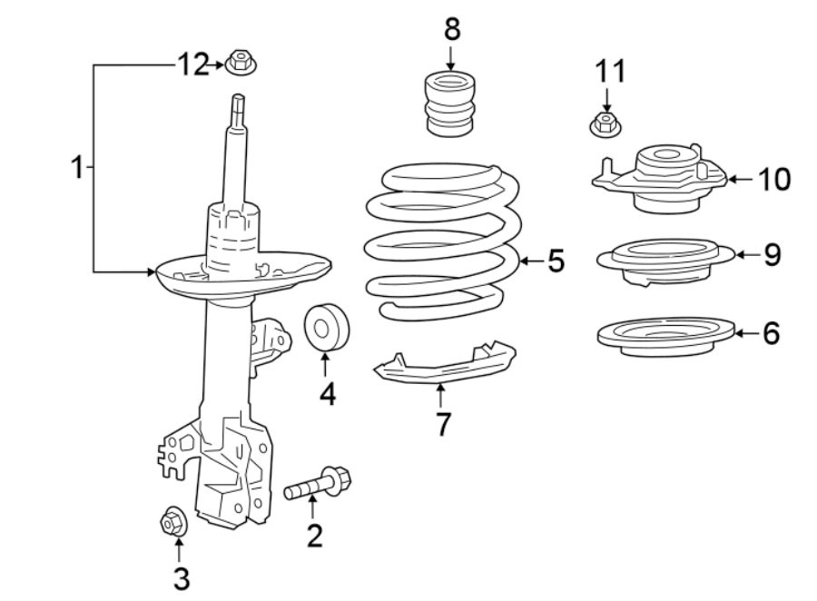 Diagram FRONT SUSPENSION. STRUTS & COMPONENTS. for your 2021 Toyota RAV4  XLE Sport Utility 