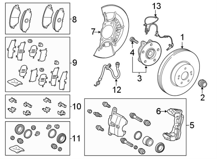 Diagram FRONT SUSPENSION. BRAKE COMPONENTS. for your 1992 Toyota 4Runner   