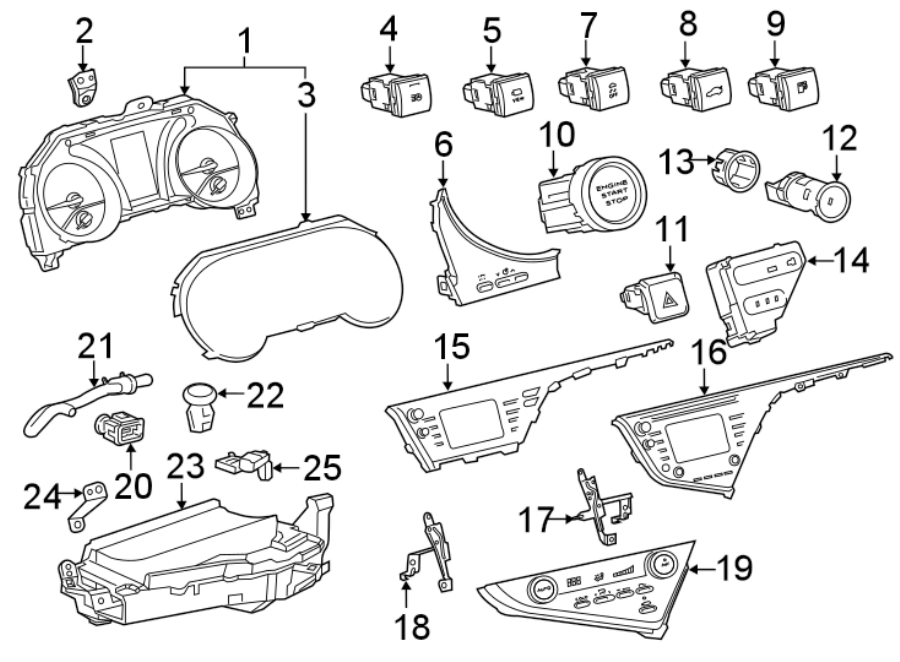 Diagram INSTRUMENT PANEL. CLUSTER & SWITCHES. for your 1995 Toyota