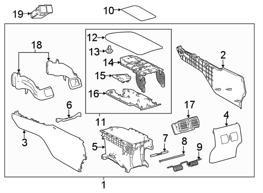 Diagram CENTER CONSOLE. for your 2011 Toyota Camry   