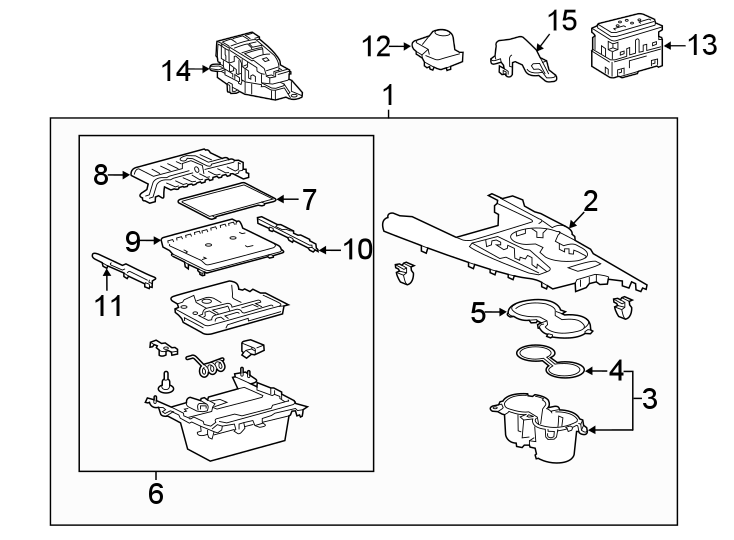 Diagram CENTER CONSOLE. for your 2020 Toyota Corolla  Hybrid Sedan 