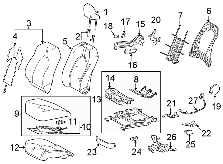 Diagram SEATS & TRACKS. PASSENGER SEAT COMPONENTS. for your 2016 Toyota Camry   