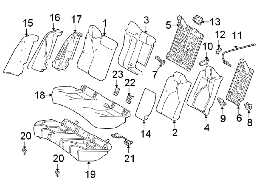 Diagram SEATS & TRACKS. REAR SEAT COMPONENTS. for your 2020 Toyota Camry   