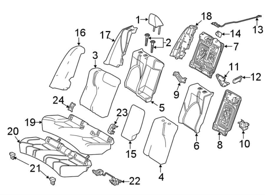 Diagram SEATS & TRACKS. REAR SEAT COMPONENTS. for your 2016 Toyota Yaris   