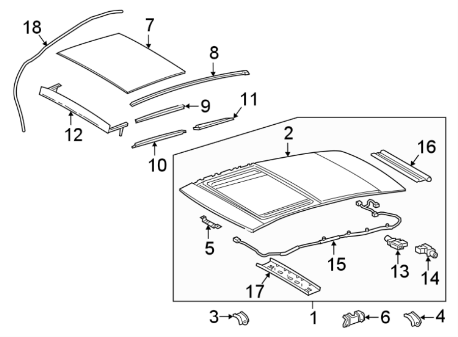 Full size assembly image of SUNROOF. (1/1)