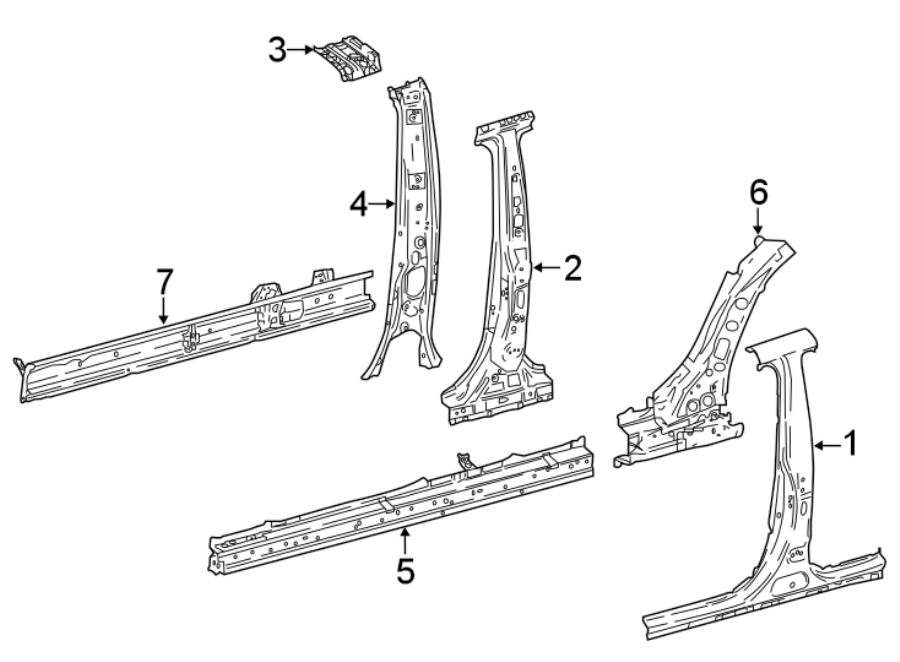 Diagram PILLARS. ROCKER & FLOOR. CENTER PILLAR & ROCKER. for your Toyota Camry  