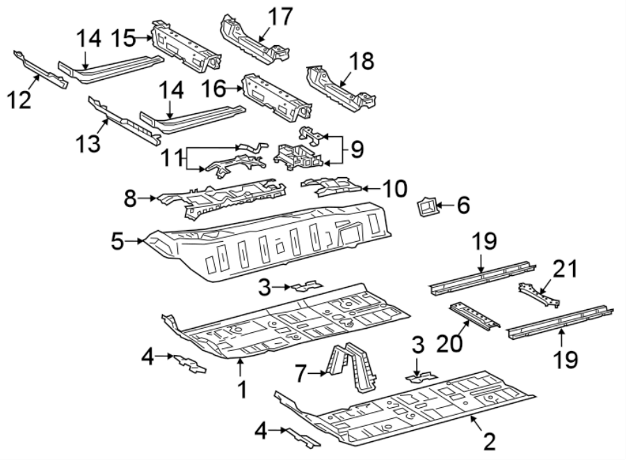 Diagram PILLARS. ROCKER & FLOOR. FLOOR & RAILS. for your Toyota