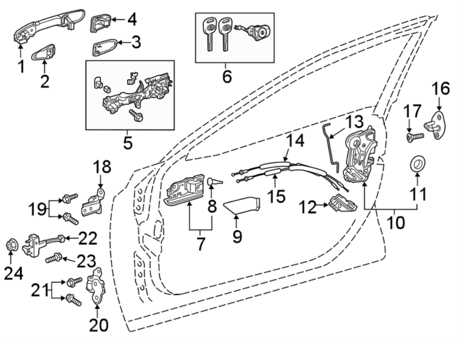 Diagram FRONT DOOR. LOCK & HARDWARE. for your 2018 Toyota Camry  L Sedan 